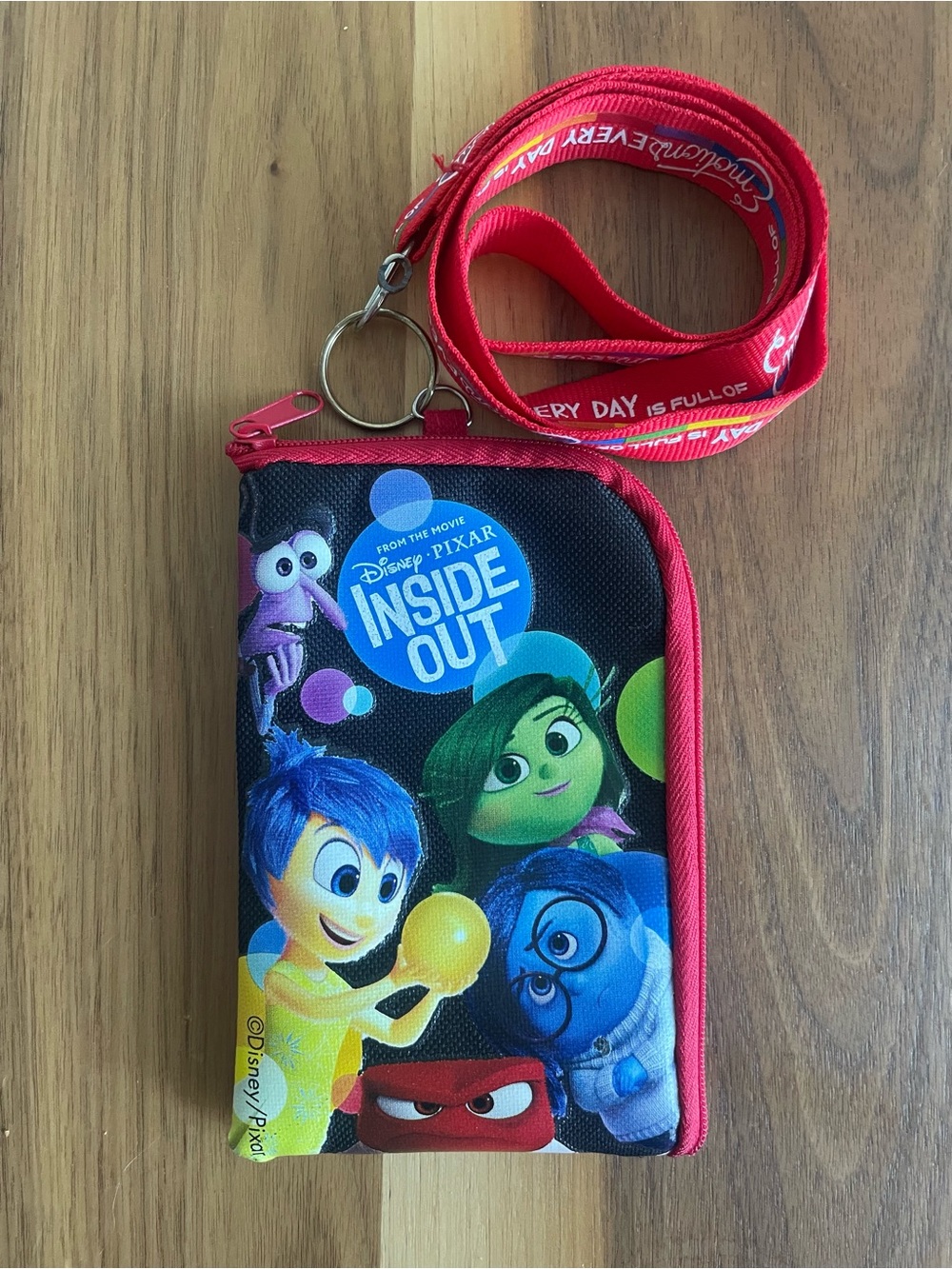 Disney Inside Out Kids Character Wallet with Red Lanyard
